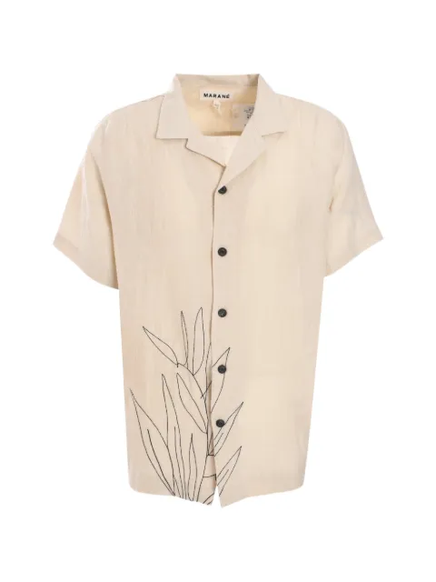 Marané La Susana embroidered short-sleeve shirt Neutrals LSBG