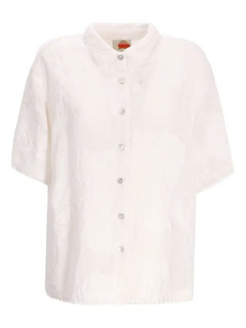 FARM Rio embroidered-floral cotton shirt White 336811