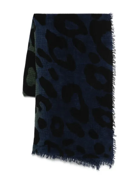 Faliero Sarti Chal Ax leopard-print frayed-edge scarf Blue I262077