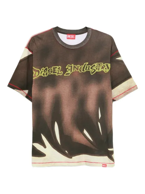 Diesel abstract-print mesh T-shirt Brown A212300BKBY
