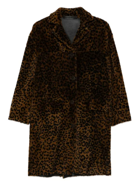 Salvatore Santoro leopard-print buttoned coat Brown 49009DLEOR