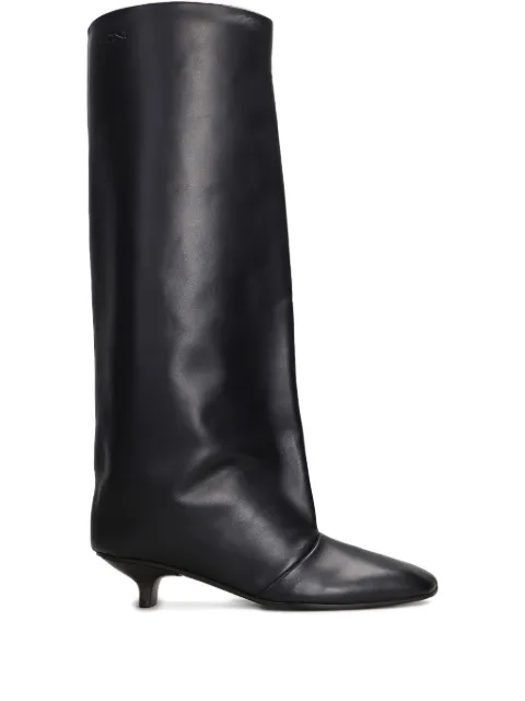 Vicini square-toe leather boots Black V580008