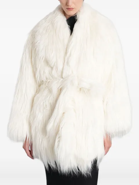 ENTIRE STUDIOS belted faux-fur coat White ESWW251051