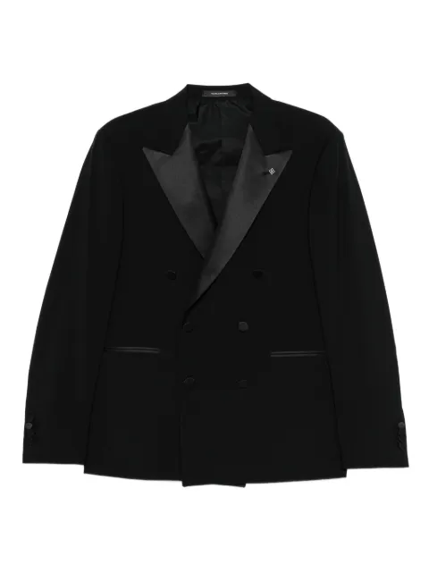 Tagliatore double-breasted peak-lapel suit Black SFBR10A01LIS080004