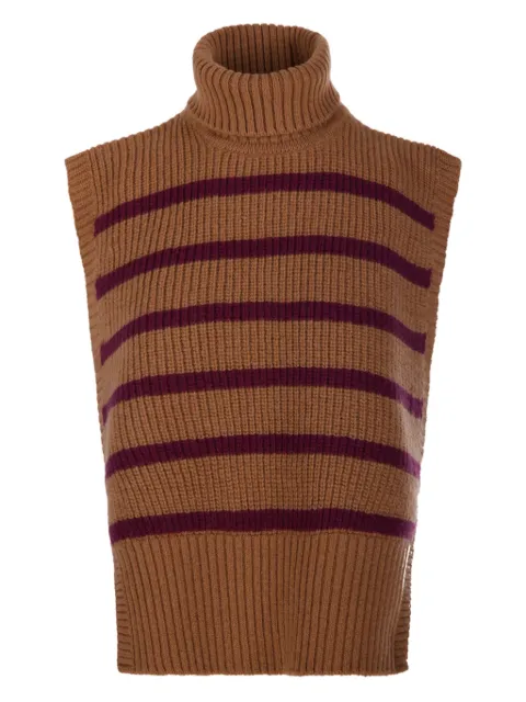 DAVANTINO turtleneck striped vest Brown DAV01RVAR06