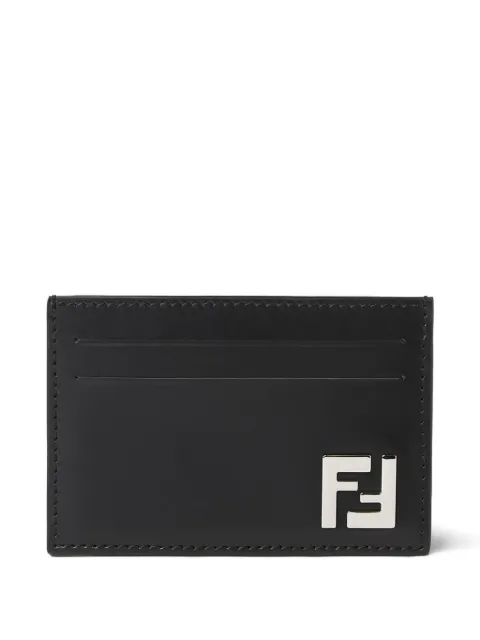 FENDI logo-plaque leather cardholder Black 7M0371AAIW