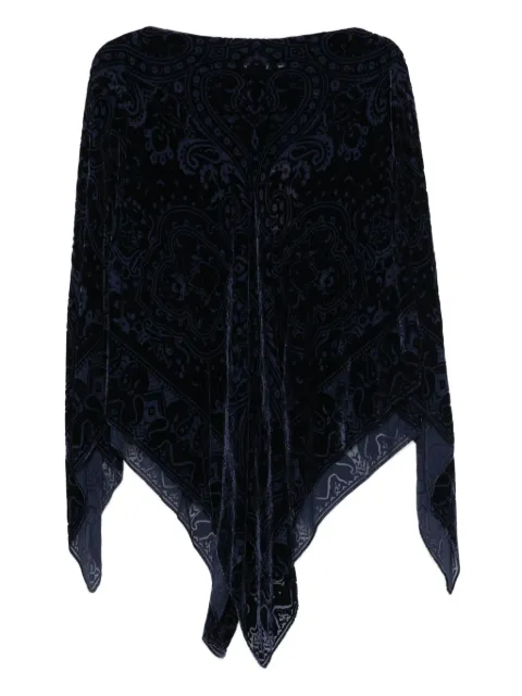 ETRO burnout velvet poncho Blue WRJA0145AV757
