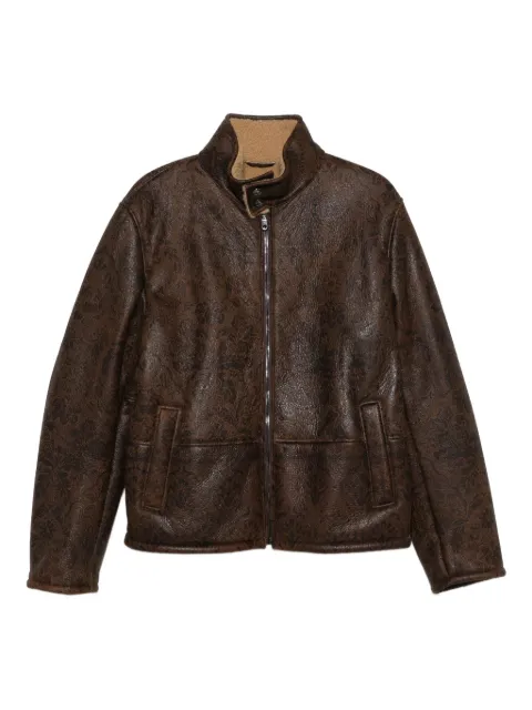 ETRO floral-pattern leather jacket Brown MROG0010AP339