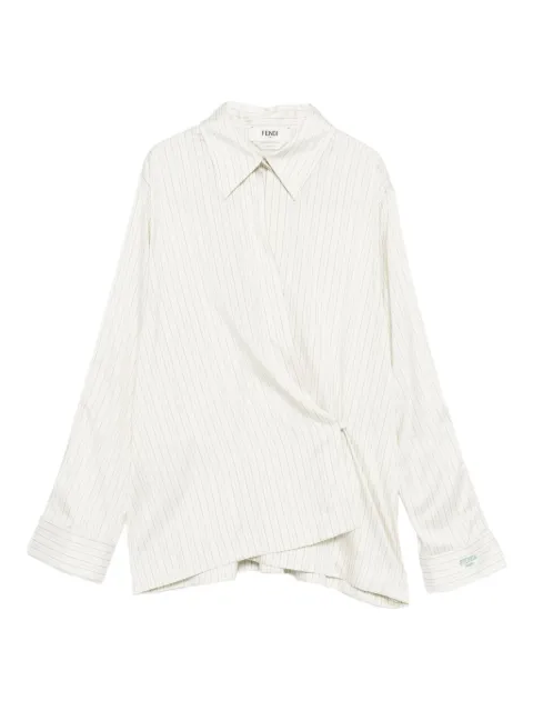 FENDI pinstripe wrap-tie blouse White FS8287AYNP