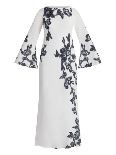 Hemant And Nandita Aahi bell-sleeve floral maxi dress White HNAAHI5960