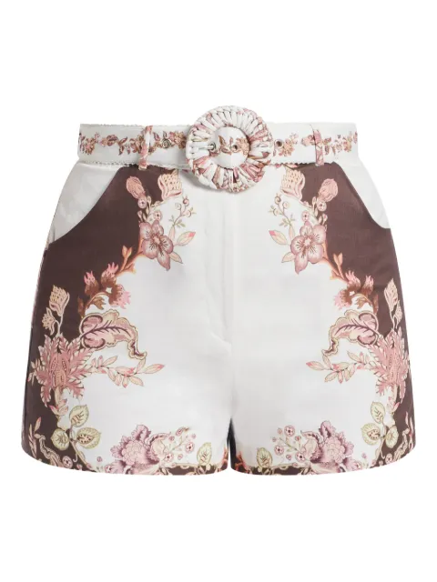 Hemant And Nandita floral belted shorts White HNDIZA6038