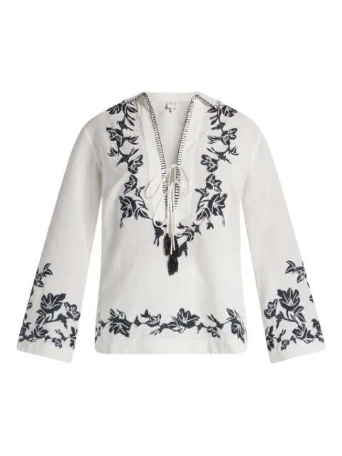 Hemant And Nandita Aahi floral tassel blouse White HNAAHI6017