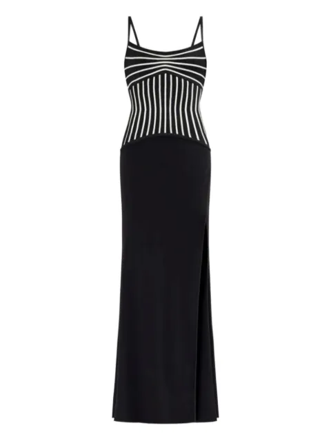 Hervé Léger Ophelia striped side-slit gown Black HSB8535120