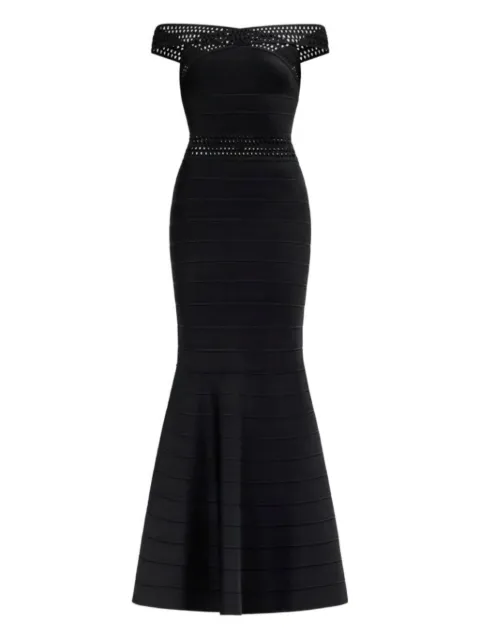 Hervé Léger Octavia off-the-shoulder cut-out gown Black HLZ8534560