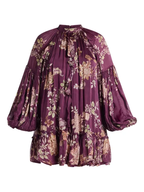 Hemant And Nandita Savi ruffled floral mini dress Purple HNSAVI6016