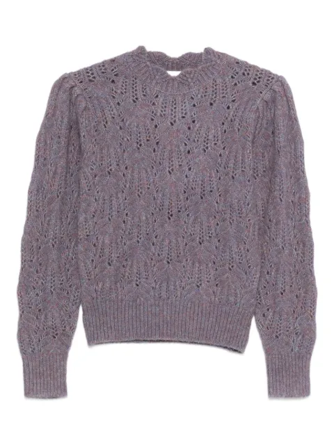 MARANT ÉTOILE puff-sleeve open-knit sweater Purple PU0727FAC3L08E