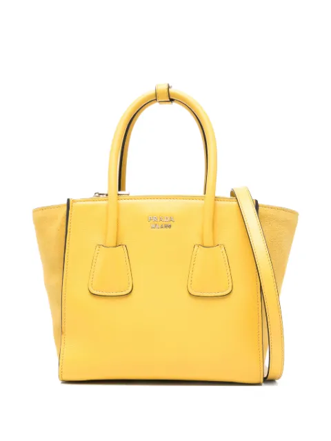 Prada logo-plaque tote bag Yellow 1BA0252E89F0PG8