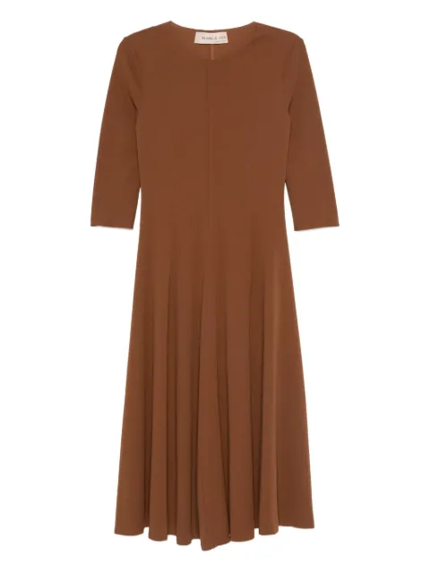 Blanca Vita Asia three-quarter sleeve flared dress Brown ASIA4742