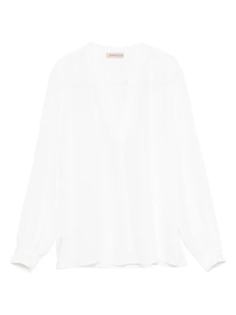 Blanca Vita V-neck long-sleeve top White TETRA9582