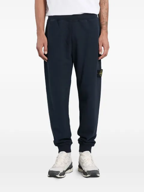 Stone Island cuffed logo-patch tack pants Blue K2S156200012S0A20
