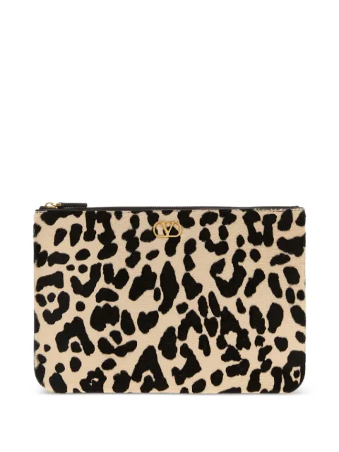 Valentino Garavani VLogo leopard-print clutch bag Neutrals WP0AK4WIE