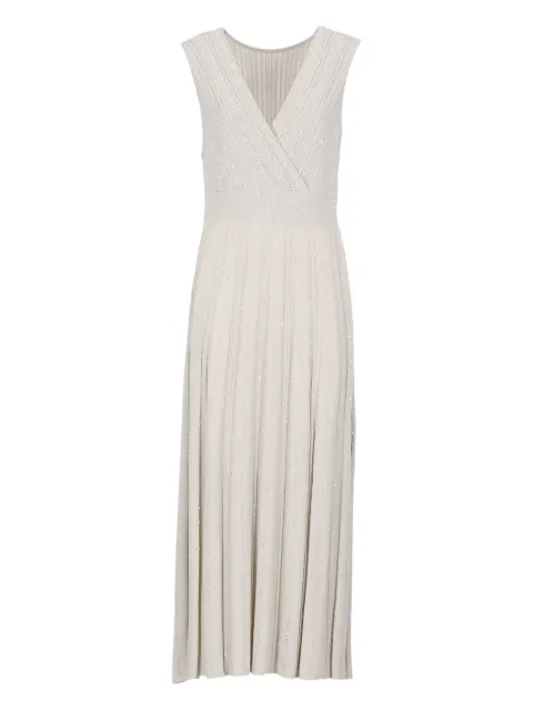 D.Exterior V-neck pleated maxi dress Neutrals 5819510LIN