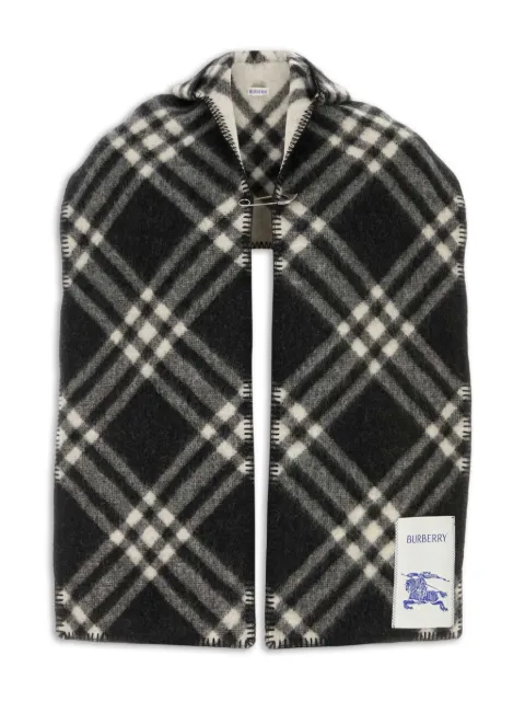 Burberry checked-pattern wool hooded scarf Black 8115260