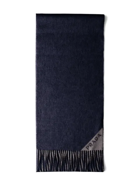 Prada logo-jacquard fringe-edge scarf Blue 2FS0552COO