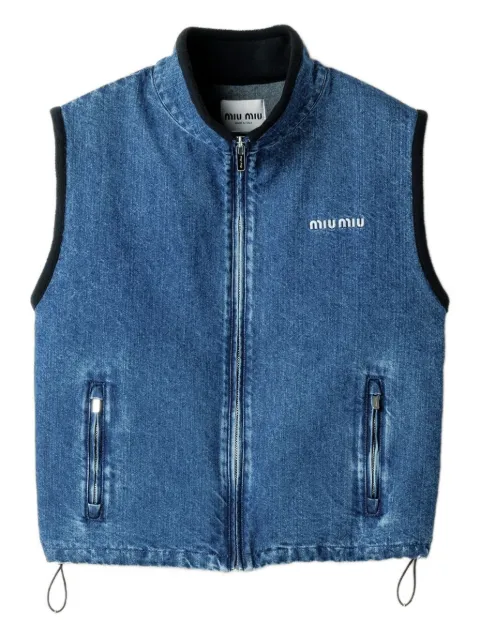 Miu Miu cashmere denim blouson vest Blue GWB277SOOO17ON