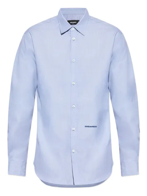 DSQUARED2 logo-embroidered cotton shirt Blue S74DM0960D35265
