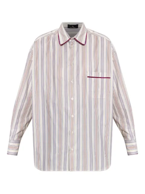 ETRO striped velvet-trimmed shirt Neutrals WRIA002899TR580