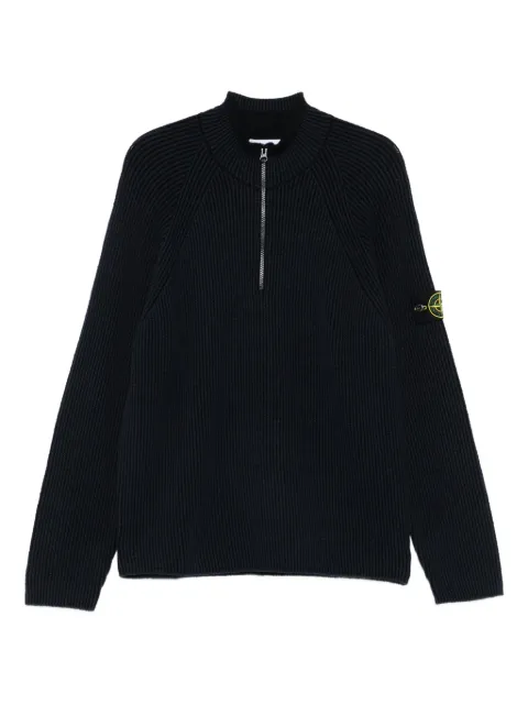 Stone Island ribbed zip-neck sweater Blue K2S155100024S00L7