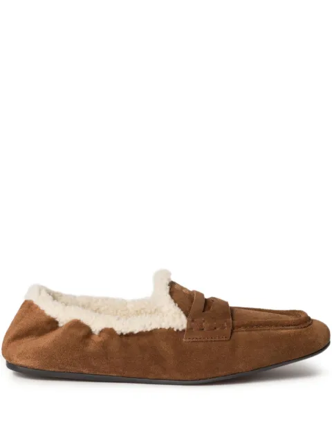 Miu Miu logo-detail suede loafers Brown 5D341EFZF05Z0G