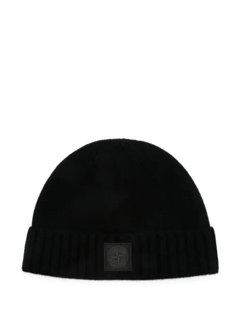 Stone Island logo-patch ribbed beanie Black K2S15N100015S00FD
