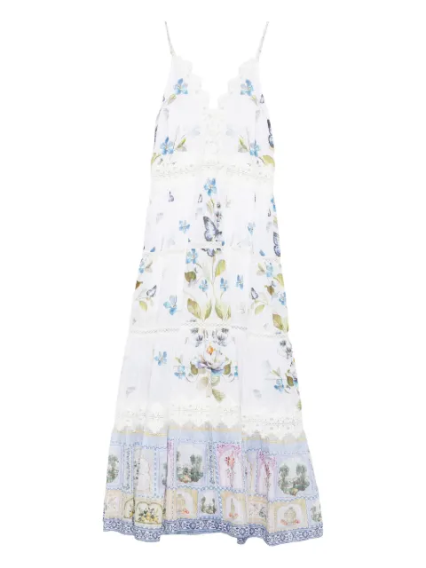 Camilla floral tiered lace dress White 00036485