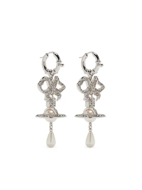 Vivienne Westwood Rigoberta bow-crystal pearl earrings Silver 6202017H02P699