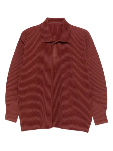 Homme Plissé Issey Miyake pleated long-sleeves polo shirt Brown HP58JM08246