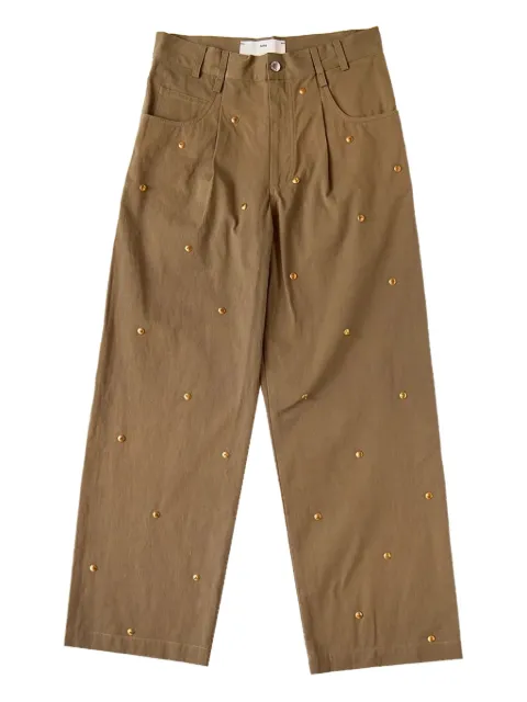 Song For The Mute bead-embellished straight-leg trousers Neutrals 251MPT095BCNVSTPE
