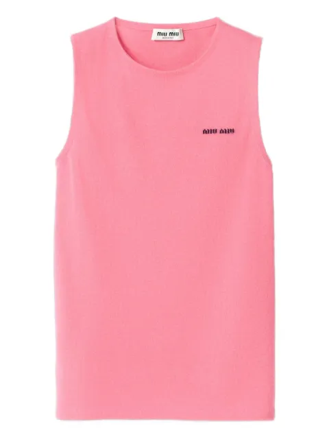 Miu Miu cashmere and silk crew-neck knit top Pink MMV314SOOO17I7
