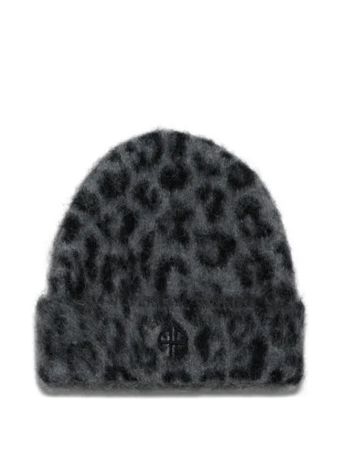 ANINE BING Elia leopard-print beanie Grey A1211732