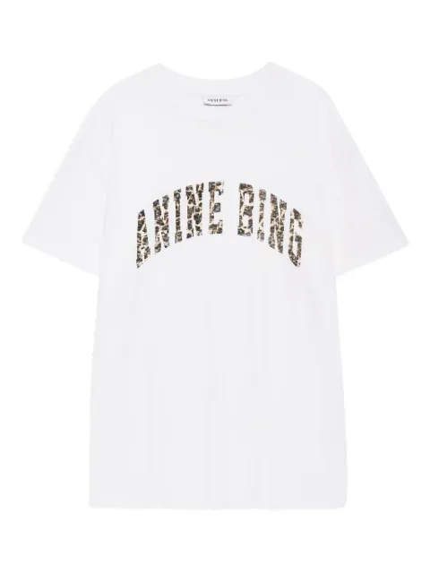 ANINE BING Walker leopard-print logo T-shirt White A0812128IVY1
