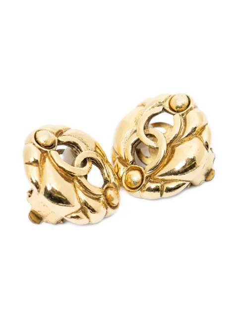CHANEL Pre-Owned 1990s CC-logo gold-tone clip earrings Gold 23