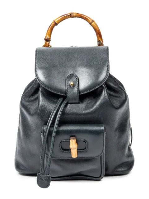 Gucci Pre-Owned 1990 Bamboo backpack Blue 00334440030