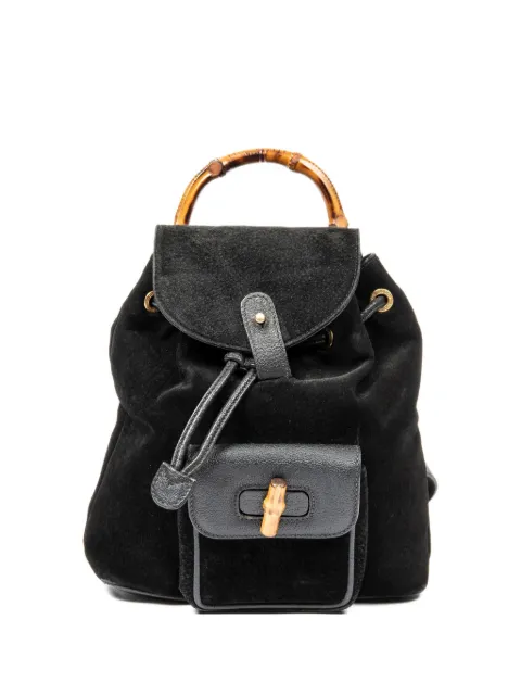 Gucci Pre-Owned suede bamboo-handle backpack Black 00317050030