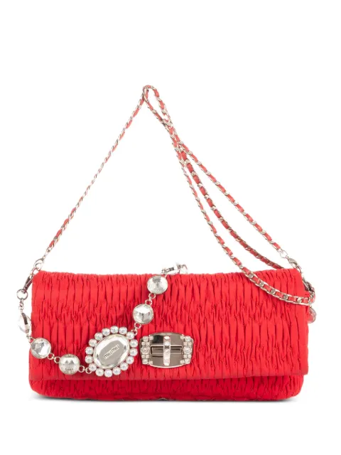 Miu Miu Pre-Owned pleated crystal-embellished bag Red 197B