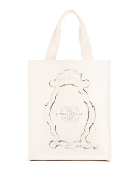 CHANEL Pre-Owned logo-print tote bag White 12567378