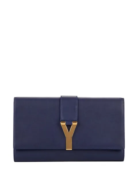 Saint Laurent Pre-Owned logo-plaque clutch bag Blue OAG8255