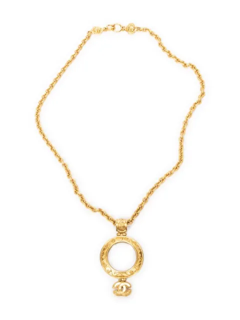 CHANEL Pre-Owned Magnifying Glass-pendant chain necklace Gold 96A