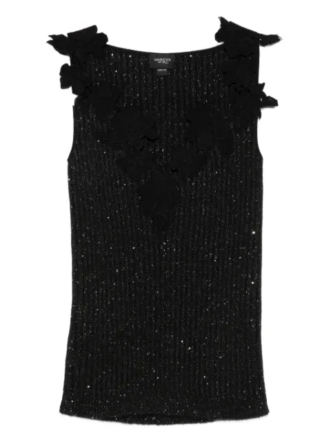 Giambattista Valli floral-motif embellished top Black 25FWSVCM0M0708PPM