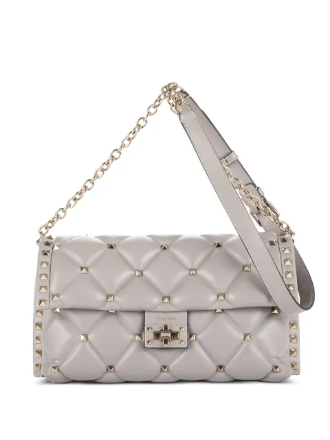 Valentino Garavani Pre-Owned quilted studded shoulder bag Neutrals BLQB83NAP2